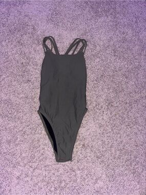 Classic Black One-Piece Swim Suit with Double Straps